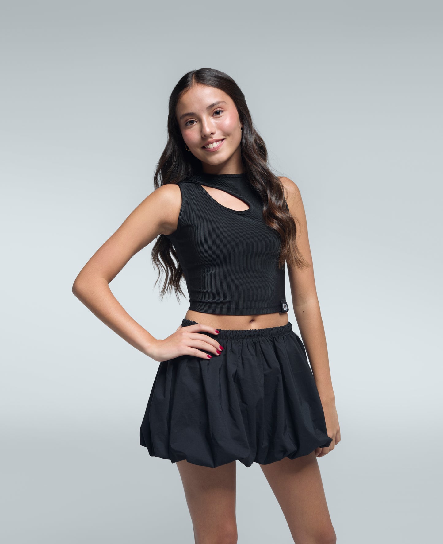 Crop Top Blusa negra de abertura