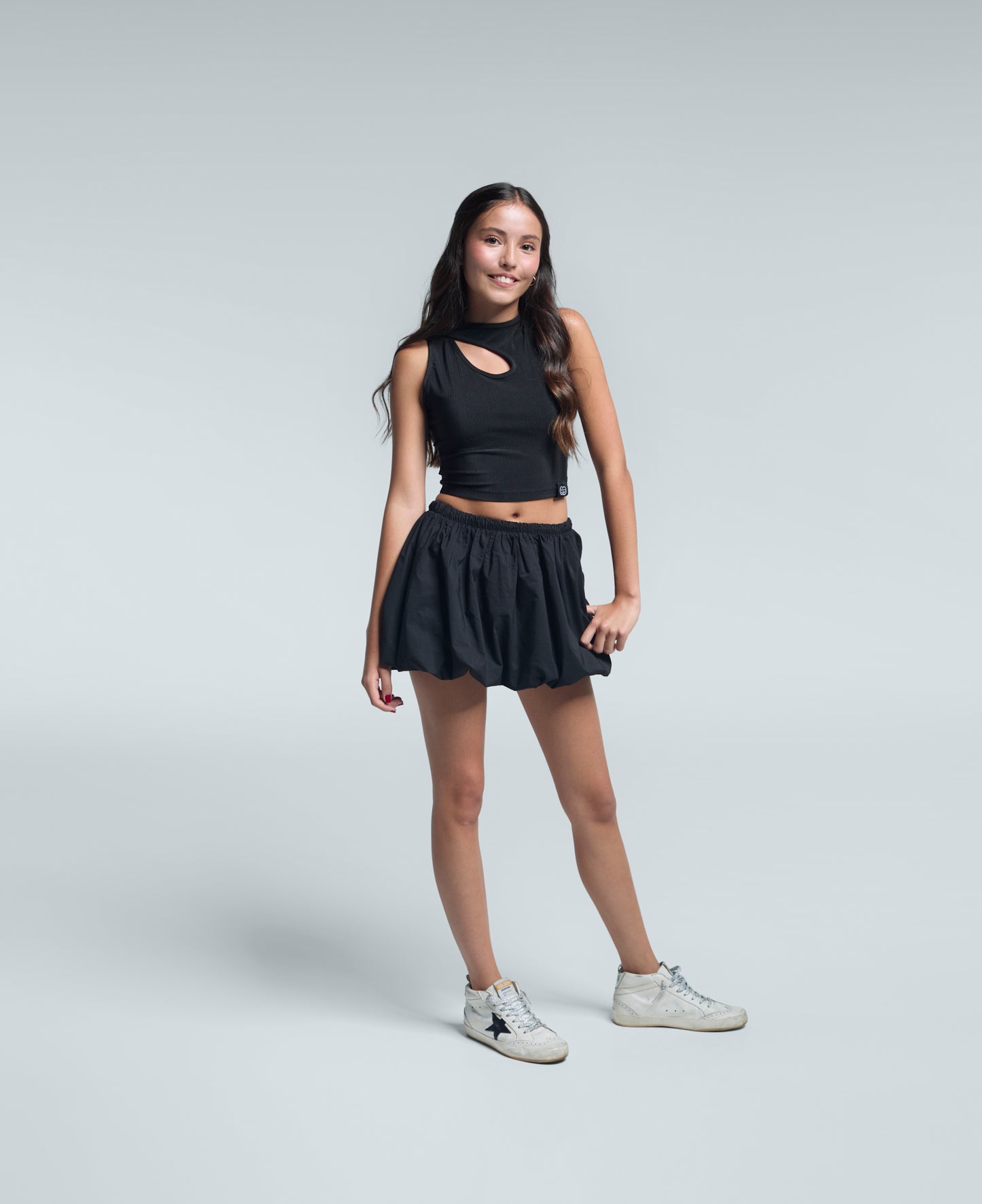 Crop Top Blusa negra de abertura