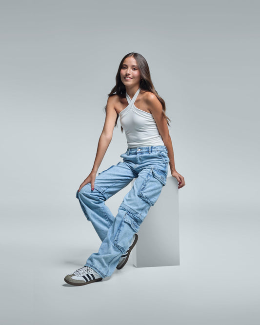 Body blanco de amarrar en cuello