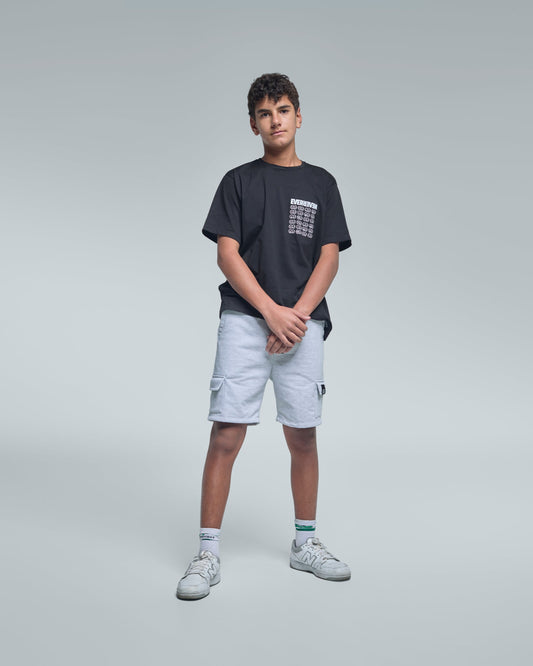 Camiseta negra manga corta con caritas